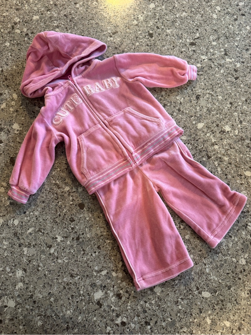Miniwear Cutie Baby Pink Velour Tracksuit Set 3-6M Y2K